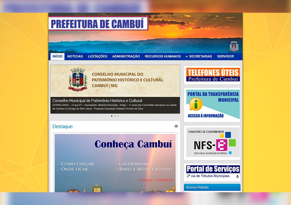 Prefeitura Municipal de Cambuí Minas Gerais Portfólio Guarda Site