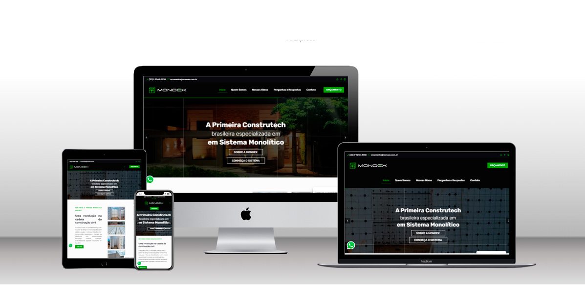 Site Monoex Sistemas Monolíticos criado pela guardasite