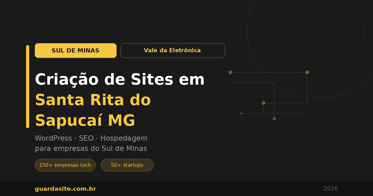 Criação de sites profissionais em Santa Rita do Sapucaí MG, o Vale da Eletrônica — WordPress, SEO e hospedagem para empresas do Sul de Minas — Guarda Site