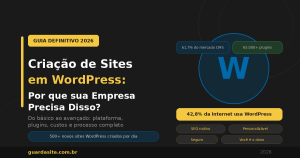 Guia completo sobre criação de sites em WordPress em 2026 com dados de mercado, vantagens da plataforma e processo de desenvolvimento — Guarda Site Cambuí MG